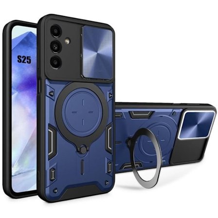 Fodral till Samsung Galaxy S25, Marinblå - Stötsäker Ringhållare Bakre kameraskydd