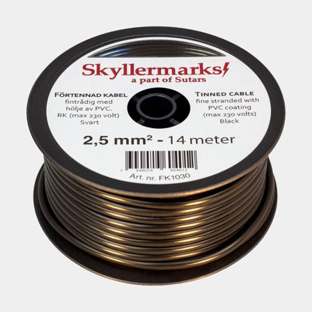 Cínovaný měděný lodní kabel Skyllermarks RK, kulatý, jednožilový, 2.5 mm², 14 metrů, černý