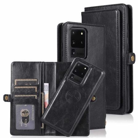 Samsung Galaxy S20 Ultra - Praktiskt Dubbelt Plånboksfodral Svart