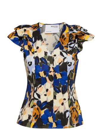 Slfronna Ss Aop Frill Shirt B Patterned Selected Femme
