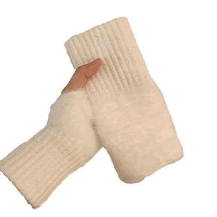 Strikkede fingerløse handsker, kvindelig Joker, halv finger, varme efterårs- og vinterhandsker, studenter, ensfarvede plys handsker.