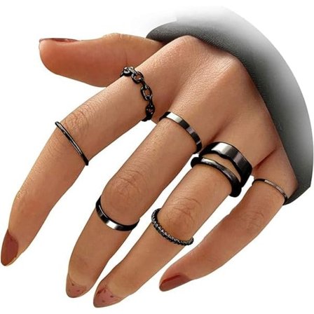 7 stk. Gull Knoke Ring Sett for Kvinner Jenter Slangekjede Snap Ring Vintage Ringer Størrelse Blandet