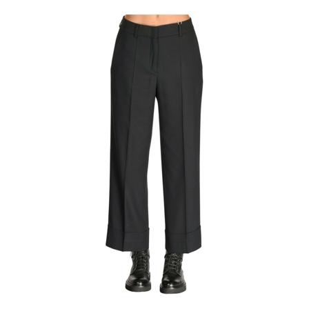 Incotex, Wide Trousers Czarny, Kobieta, Rozmiar: L