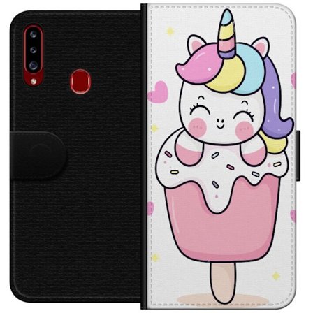Plånboksfodral till Samsung Galaxy A20s med Glad enhörning