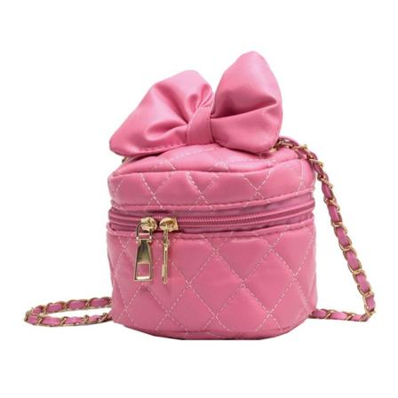 JFJC Naisten PU Bucket Laukut Bow Design Suuri tilavuus Muotiketjuinen olkalaukku päivittäiseen käyttöön Ostoksille Pinkki Vapaa koko