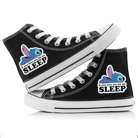 Disney Tegneserie Stitch Nye Par Høy Topp Lerretskjønnhet Gutter Og Jenter Black 4 36