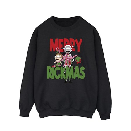 Rick And Morty Herr Merry Rickmas Sweatshirt S Svart