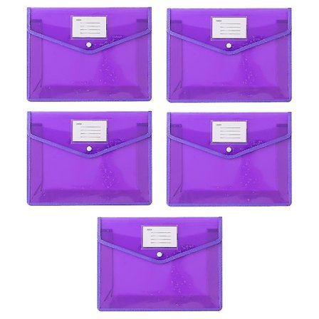 5 stk Plastmapper med Trykknapp Lukking Klar Dokument Plastmappemapper Brev Størrelse