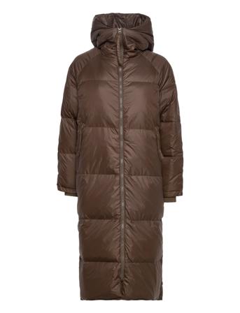 Dinamw Luna Long Down Jacket Brown My Essential Wardrobe