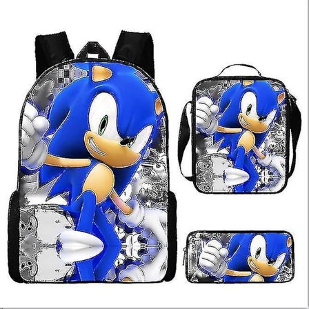 Sonic Skole Taske Tredelt Studenter Skole Taske