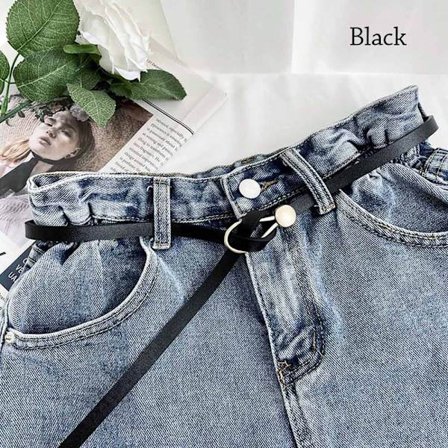 Midjebelte Tynn linning SVART