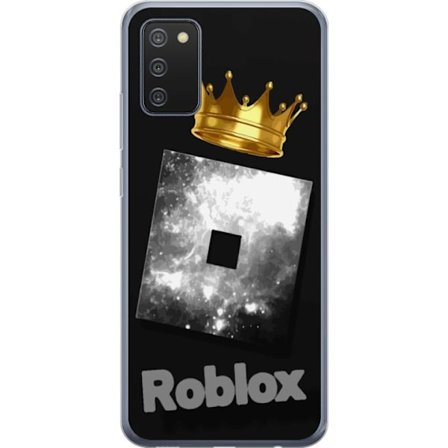 Kompatibel Mobilcover til Samsung Samsung Galaxy A02s Minimalistisk sort og sÃ ̧lvfarvet Roblox-symbol med gylden krone og luksuriÃ ̧s gamer-Ã stetik 