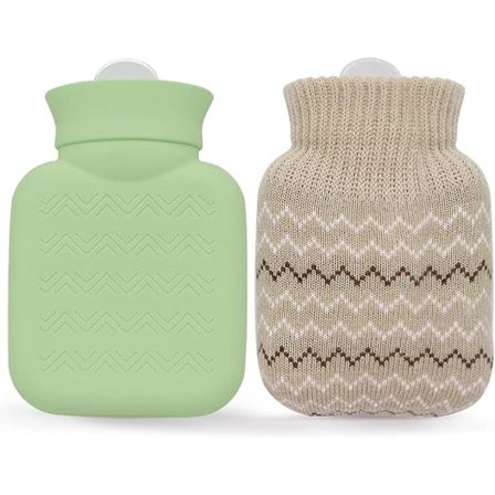 320 ml:n kuumavesipullo neulotulla suojalla, Mini kuumavesipussi kivunlievitykseen, vyötärölle, selälle, kaulalle, hartioille, pieni vuodotön 