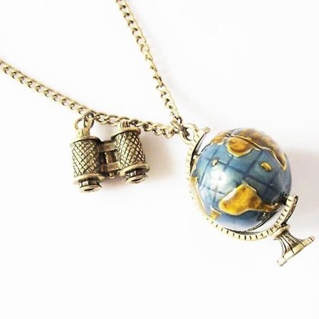 Vintage hänge Globe Karta Ovanlig Earth World Art Planet Ball Chain halsband