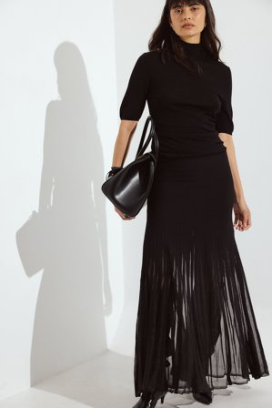 NA-KD Jupe longue transparente en tricot - Jupes en tricot - Noir - S