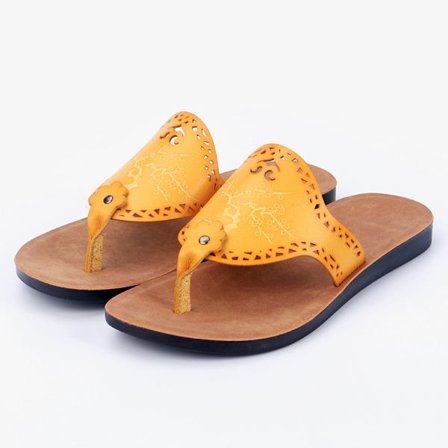 Dame PU Flip-Flops - Åndbare, afslappede, komfortable og skridsikre sommersandaler kompatible med alle førende smartphone-mærker Yellow 39