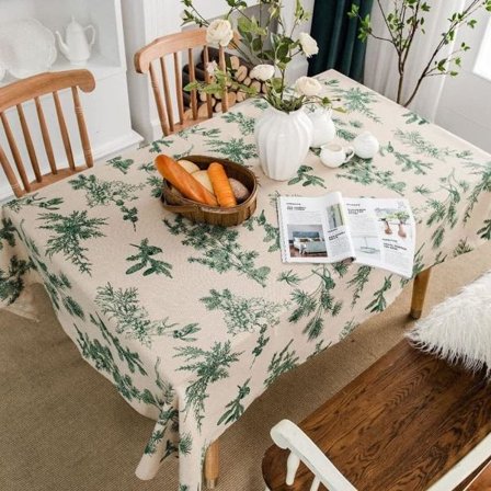 Trykte fyrretræer og fugle duge rektangel bomuld linned duge duge til køkken spisebord restaurant picnic (grøn, 55"x79")