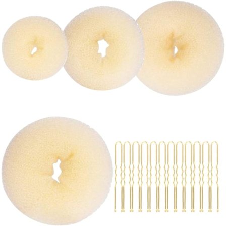4-pack Hårdonut Hårfrisyrformare Set, 4 Storlekar Hårdonut Bun Ring Med 20 Gyllene Hårsnålar, Chignon Bun Maker Hårrings Stiltillbehör