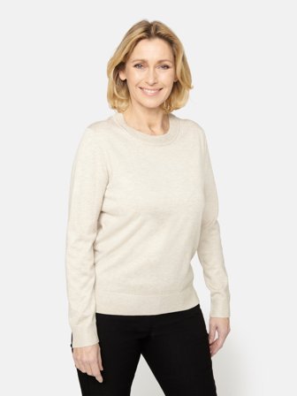 BRANDTEX - Langærmet Strik - Beige Melange