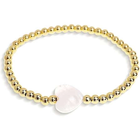 Valentines Day Gullbelagte Perlearmbånd med Initialer Vennskapsarmbånd Stretch for Kvinner Trendy Boho Hvit Kors Hjerte Bokstav Navn Stablebare Perler