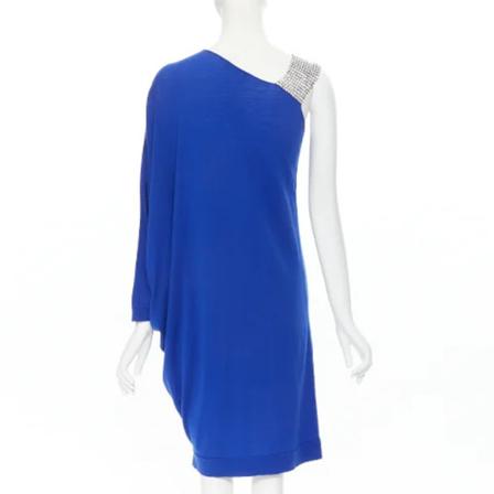 Balmain Pre-owned, Pre-owned Wool dresses Blauw, Dames, Maat:S,wol