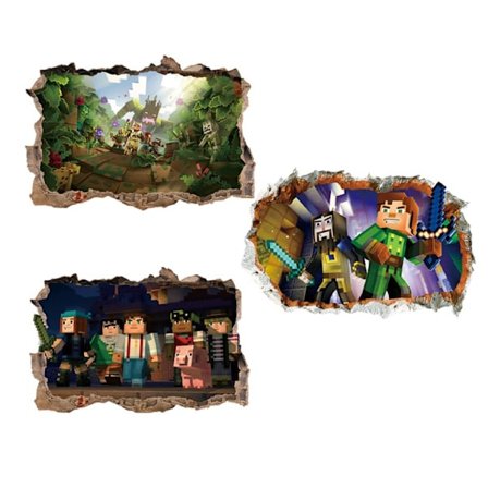 3 kpl Minecraft-seinätarraa 3D-seinätarra irrotettava seinätarra Minecraft-tarra