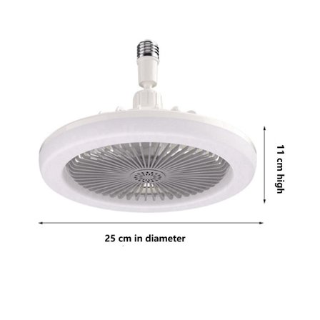 E27 Loftventilator med Lys, Indbygget Lavt Fanlys, Elektrisk Ventilator Gimbal Lampeholder (grå)