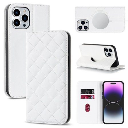 Fodral för iPhone 13 mini 5.4 stöder trådlös laddning Vit Trådlösa Laddare Magnetisk Flip