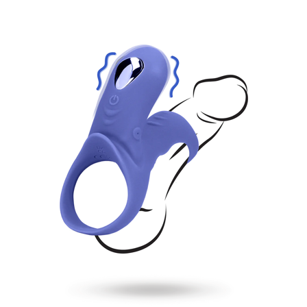 Vibrating Cockring with Clit Stimulation - Tamiya Blue - Shots