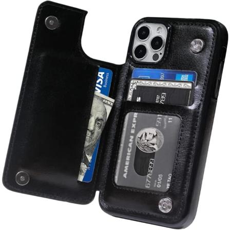 CQBB iPhone 13 med cover Flip Mobiltelefon Money Clip Premium PU-l der Kickst ll Kortplatser Dubbla magnetiska st ts ker tunn skyddsv ska