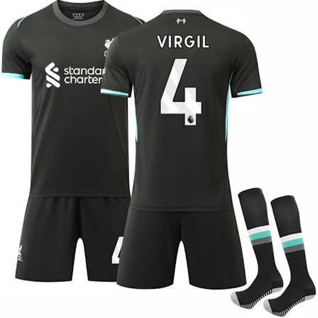 Liverpool Borte Fotballdraktsett for Barn 2024-2025 med Sokker Nr. 4 Virgil 28