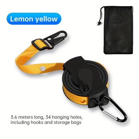 Bærbar sammenleggbar klessnor med hengende tau - Multifunksjonelt utendørs klesstativ for reise, sterk bæreevne [DB]