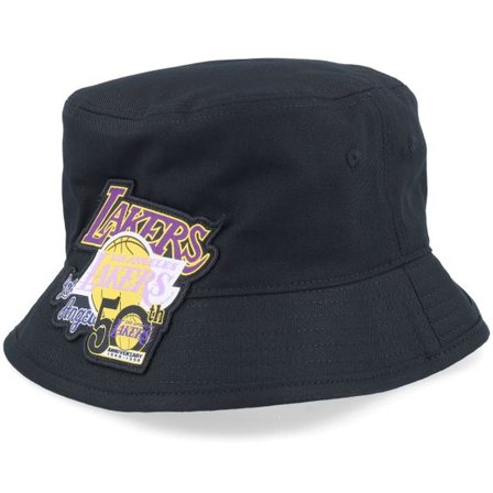Mitchell & Ness - NBA Svart bucket Hatt - Los Angeles Lakers Logolap Hwc Black Bucket @ Hatstore