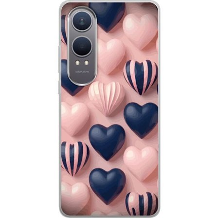 Kompatibelt Mobildeksel til OnePlus Nord CE4 Lite Myke tredimensjonale hjerter i rosa og marineblå toner i et romantisk mønster
