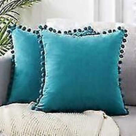 2 st Turkos Kuddfodral 45x45cm Mjuk Sammet Med Dekorativa Veck Modern Soffa Vardagsrum Sovrum