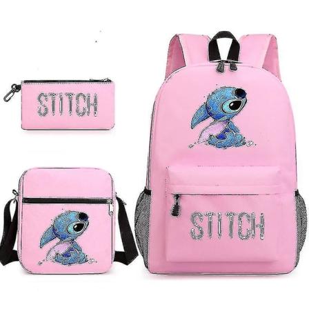 Lilo Stitch Ryggsäck Tredelad set skolväska Kids For Boy Girl Gift_y Orchid Pink