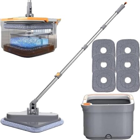 Square Spin Mop Håndfri Lazy Squeeze Mop Spin Mop Set