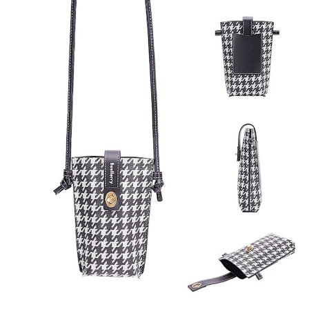 Dame Rutemønster Skulderveske PU Lær Crossbody Veske Telefonveske for Reise