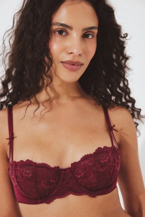 NA-KD Balconette-BH mit Schleifendetail - BHs - Burgundy - EU 80D