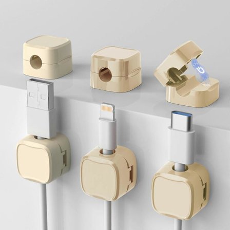 Magnetisk Ledningsorganisator, 6 stk. Magnetiske Kabelklemmer Holder, Selvklæbende Kabelstyring Oplader Ledningsholder Klemmer til Natbord [DB]