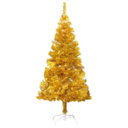 Vidaxl Plastgran Med Led Och Julgranskulor Guld 120 Cm Pet Guld