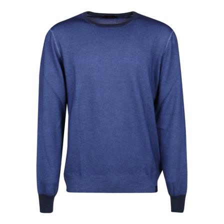 Fay, Round-neck Knitwear Blauw, Heren, Maat:M