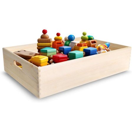 Opbevaringskasse i træ Creative Deco med håndtag 60 x 40 x 13,5 cm