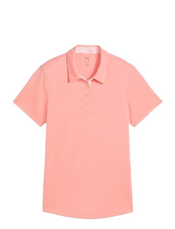 W Pique Accent Ss Polo Pink PUMA Golf