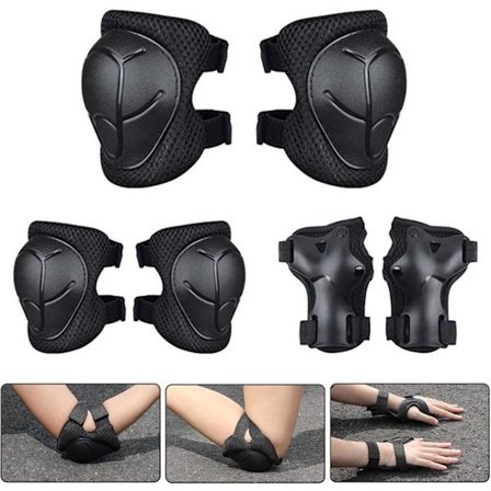 Musta - Lasten suojavarusteet - Polvisuojasarja 3–8-vuotiaille lapsille - 3-in-1 rannetuet