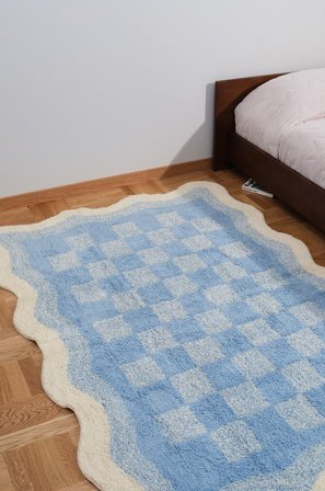 Jotex - Bomull Naturlig hvit/blå POLANA - Kjøp Bomulls- & filleryer hos Jotex