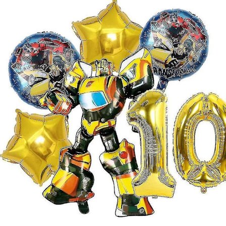 Transformers Børnefødselsdagstilbehør Optimus Prime Bumblebee Robot Fødselsdagsdekoration Nummer Ballon Banner Engangstallerkener Kopper (FMY) gul 7p.