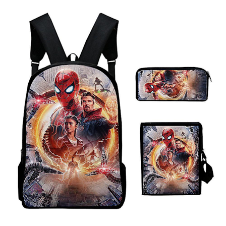 Spiderman Primary And Secondary School Theme School Bag 3-piece Set Computer Bag Messenger Bag Pencil Case