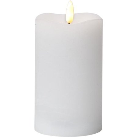 Blockljus Flamme 15 cm LED m timer, vit