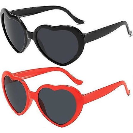 2-pack Vintage Hjärtformade Solglasögon Rosa Solglasögon För Kvinnor Cat Eye Dam Mode Retro Glasögon, Kärlek Hjärta Solglasögon